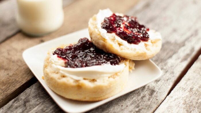 english muffin with jam